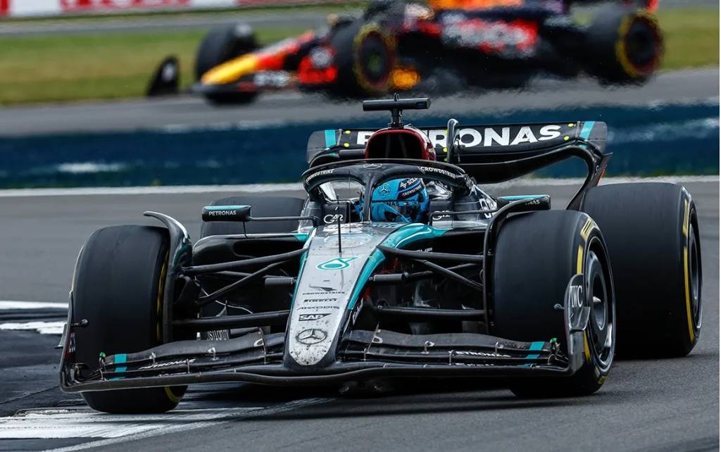 George Russell at the 2024 F1 British Grand Prix, photo via Mercedes-Benz AMG