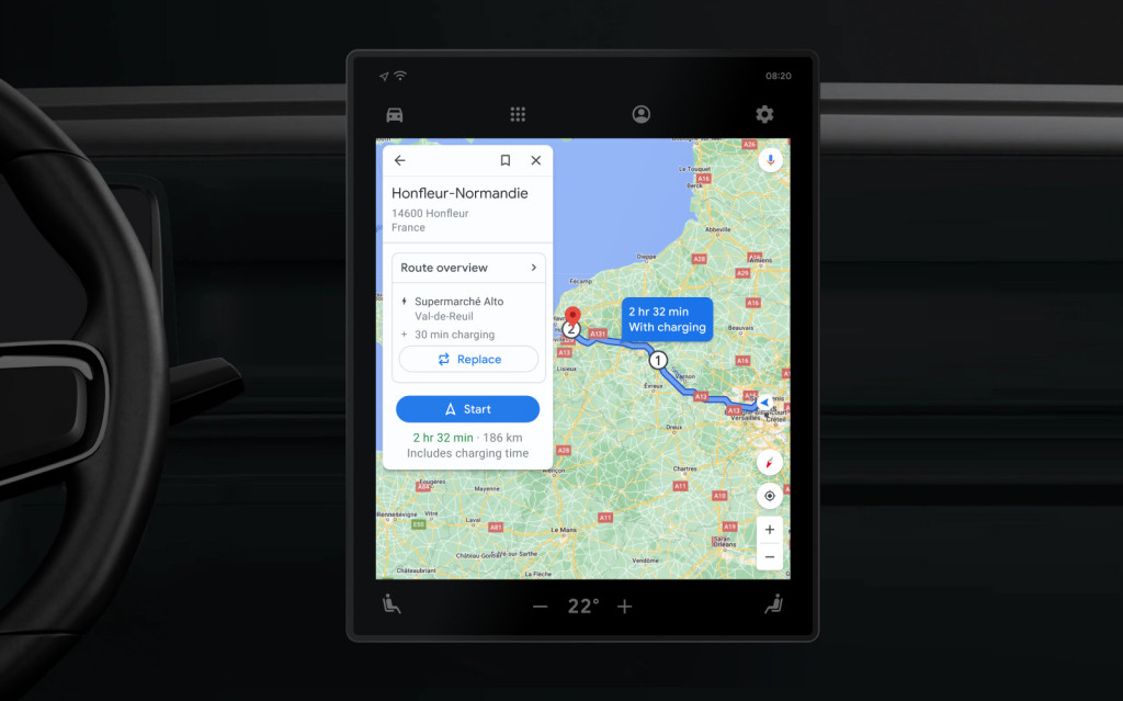 Google Maps EV charging station functionality