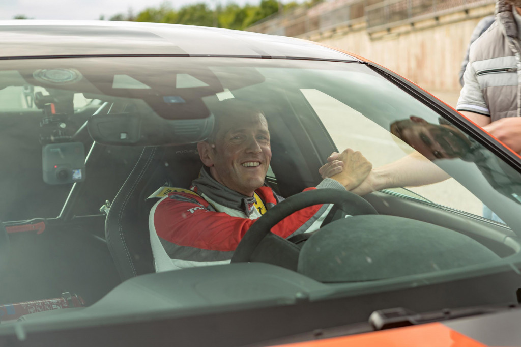 Vincent Radermecker after setting a 7:18.361 NÃ¼rburgring lap time with the Jaguar XE SV Project 8