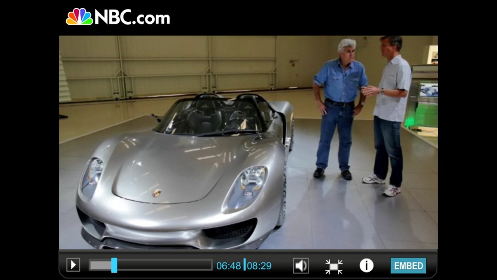 Jay Leno gets a tour of the Porsche 918 spyder