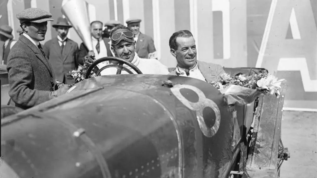 John Duff (left) and Frank Clement in the Bentley 3 Liter that won the 1924 24 Hours of Le Man