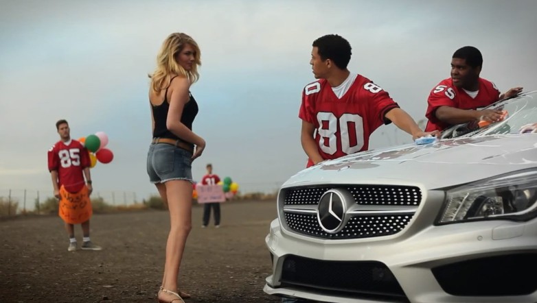 Kate Upton and the Mercedes-Benz CLA car wash for the 2013 Super Bowl ad