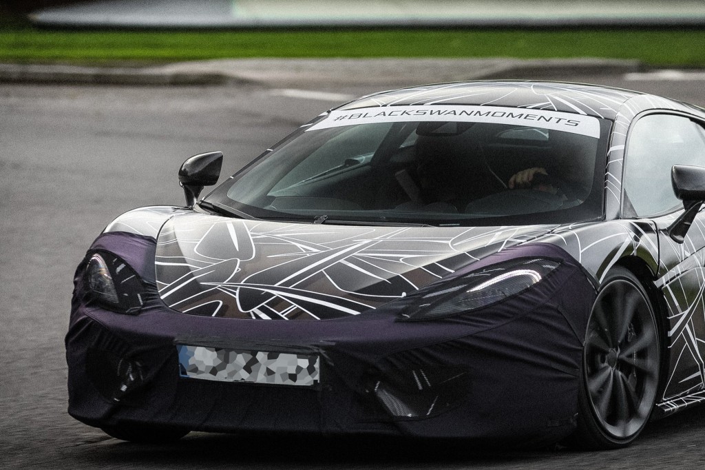 Teaser for McLaren 570S Coupe debuting at 2015 New York Auto Show