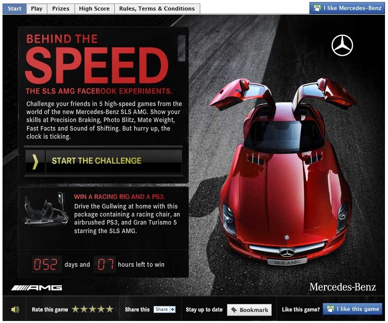 Mercedes Facebook app for the SLS AMG