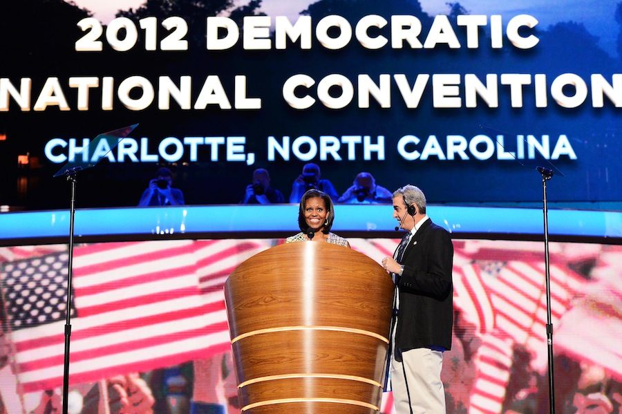 Michelle Obama at a soundcheck before the 2012 Democratic National Convention