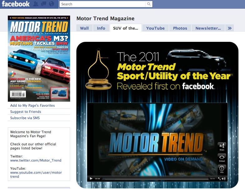 Motor Trend Utilizes Facebook To Announce The Porsche Cayenne As 2011 Sporty Utility Of The Year lead image