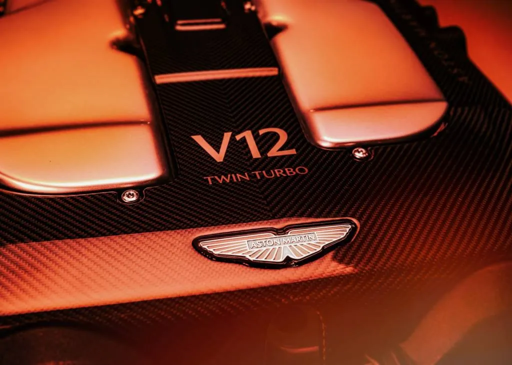 The new V-12 engine debuts in the successor to the Aston Martin DBS