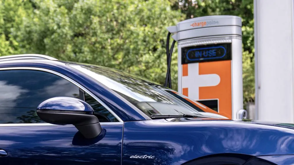 Porsche Macan EV at ChargePoint charger