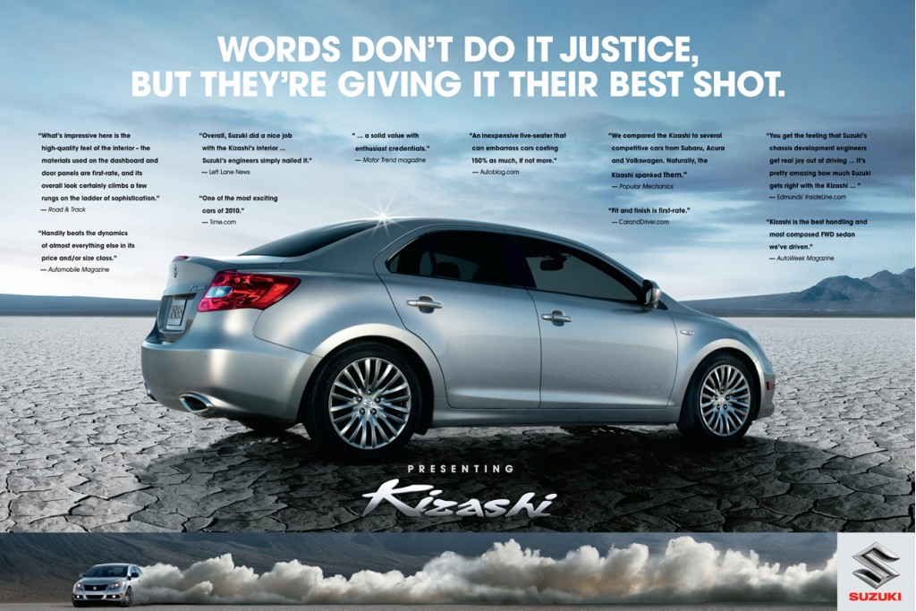 Print ad for the 2011 Suzuki Kizashi