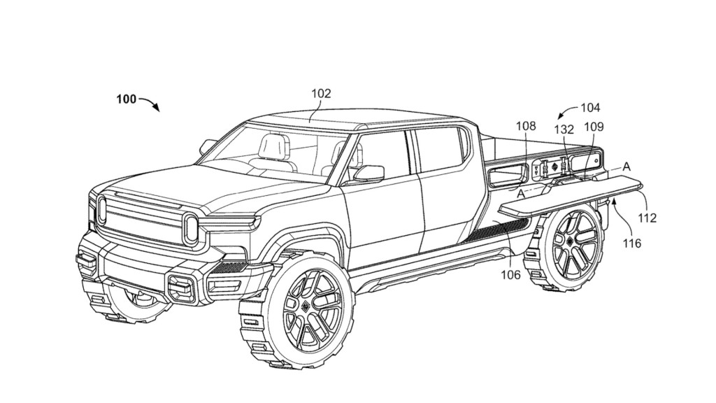 Rivian bed storage patent image