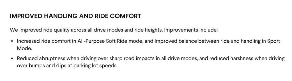 Rivian improved ride and handling updates - software version 2023.34.0