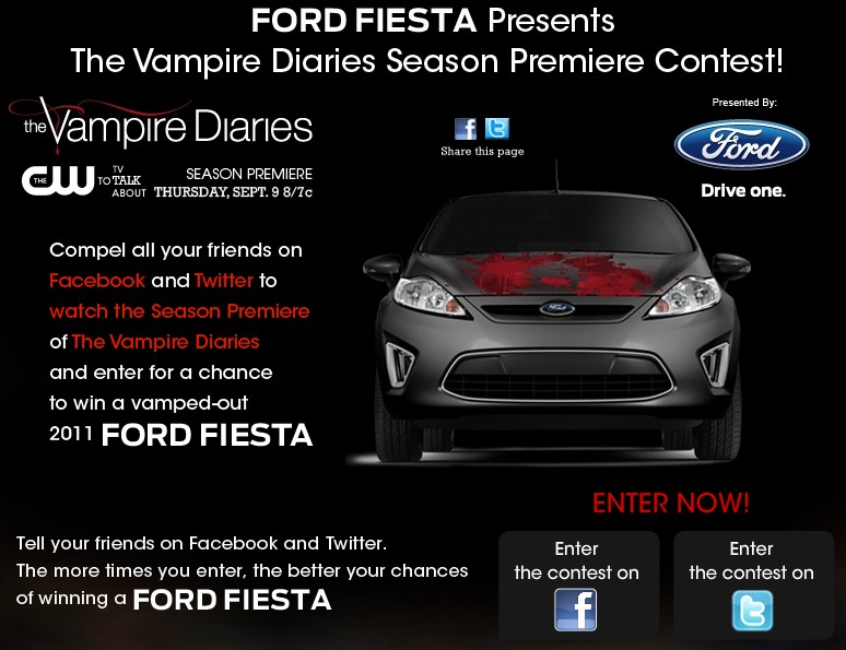 Screencap from Ford Fiesta 'Vampire Diaries' contest