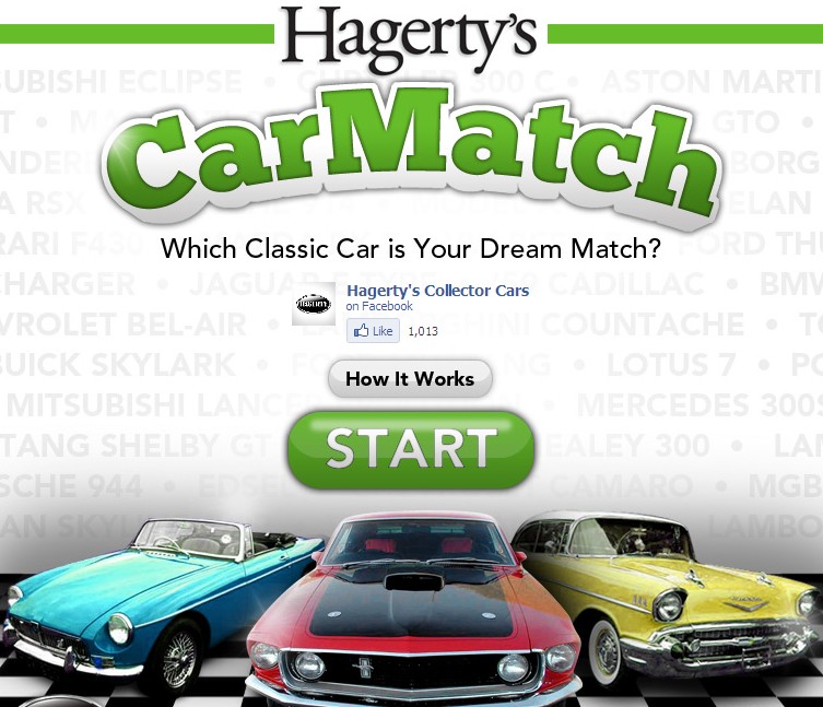 Screencap from Hagerty's CarMatch Facebook app