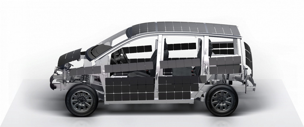 Penempatan panel surya mobil listrik Sono Sion
