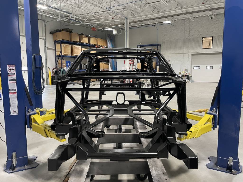 This is all that's left of a 1969 Dodge Charger donor car once SpeedKore has stripped away everything it doesn't need.