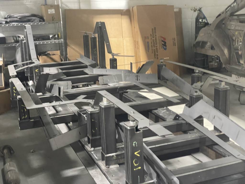SpeedKore makes its 1968-'70 Dodge B-body frame from 12-gauge steel and assembles it on a frame jig.