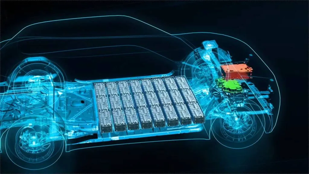 Stellantis rendering showing EV onboard charger and power inverter