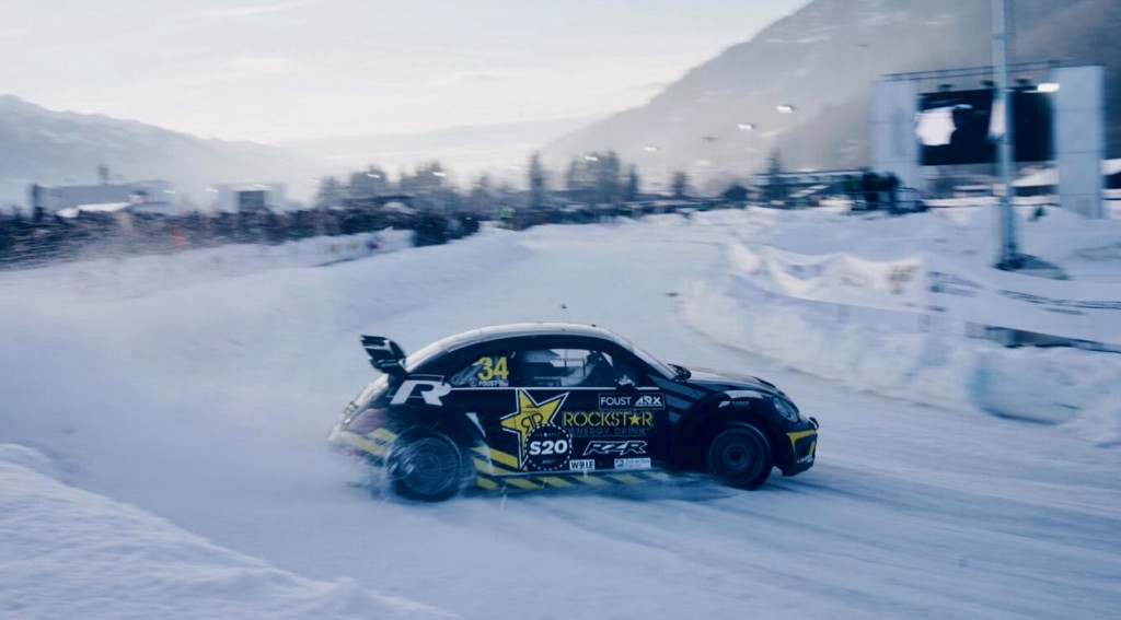 Taner Foust drifts at the second GP Ice Race weekend
