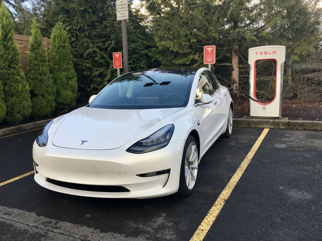 Tesla Model 3 at Supercharger