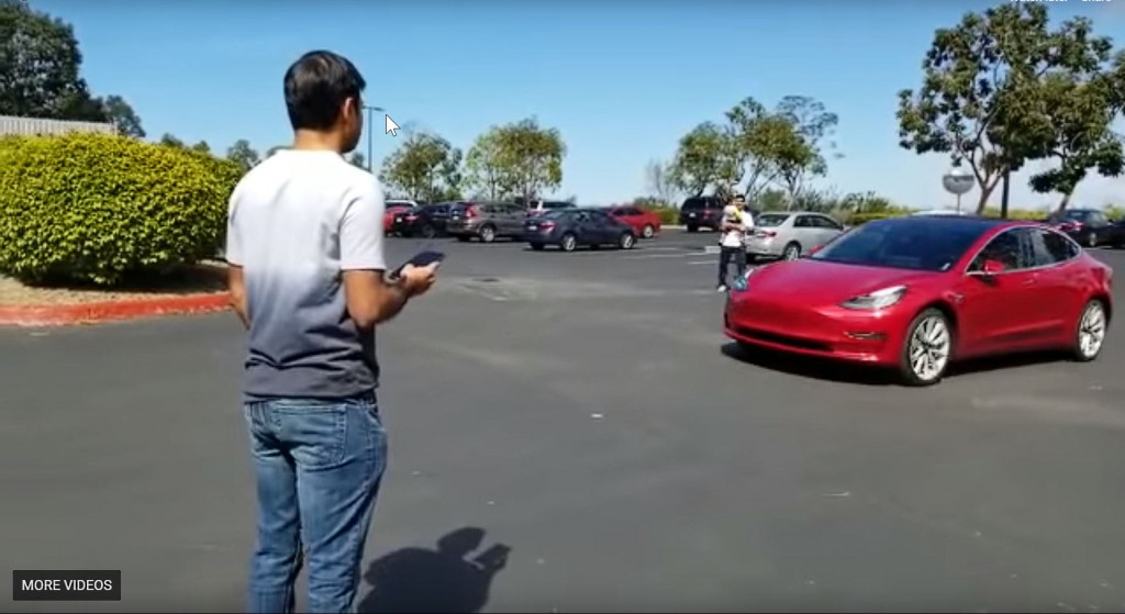 Tesla Model 3 Enhanced Summon video still [by YouTuber  Nagaraj Kelageri]