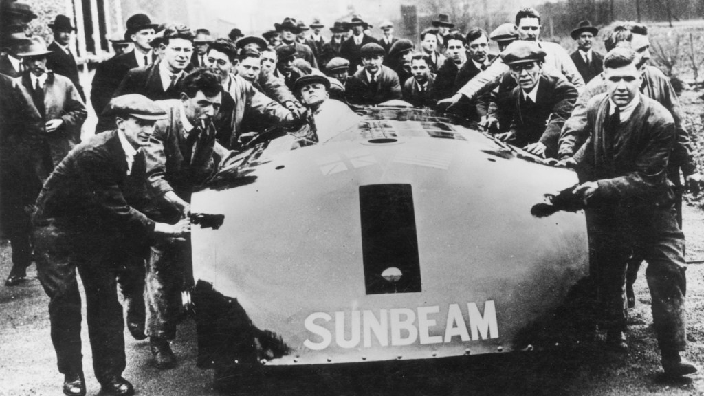 The Sunbeam 1000 hp at the factory before being shipped to Daytona - photo via National Motor Museum