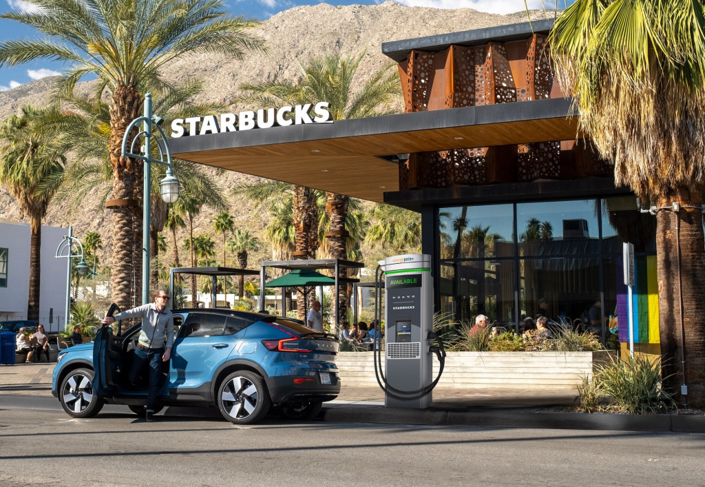 Volvo pilot fast charging network, via Starbucks