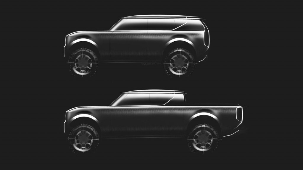 Teaser for the modern Scout electric SUV and pickup