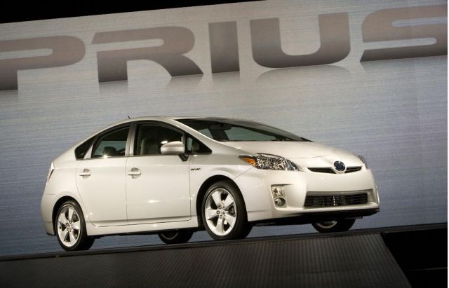 2010 Toyota Prius rolls onto the Detroit stage at its global debut in January 2009