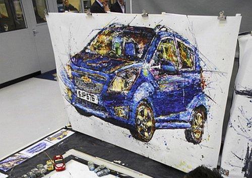 Artist Uses Radio-Control Cars To Paint 2013 Chevrolet Spark