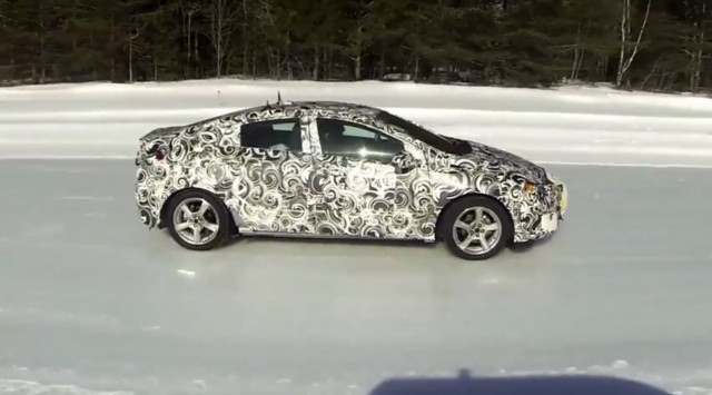 2016 Chevrolet Volt testing on snow surface [screen capture from teaser video]
