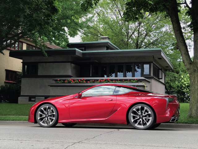 2018 Lexus LC 500 in front of a Burnham System Built Home