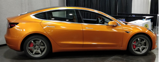 George Parrott's 2018 Tesla Model 3 with orange wrap [CREDIT: George Parrott]