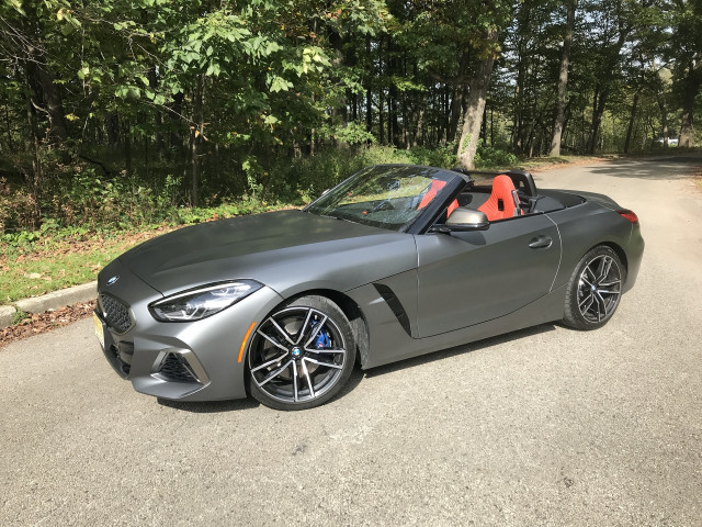 2020 BMW Z4 M40i in Frozen Grey Metallic II paint and Magma Red Vernasca interior 