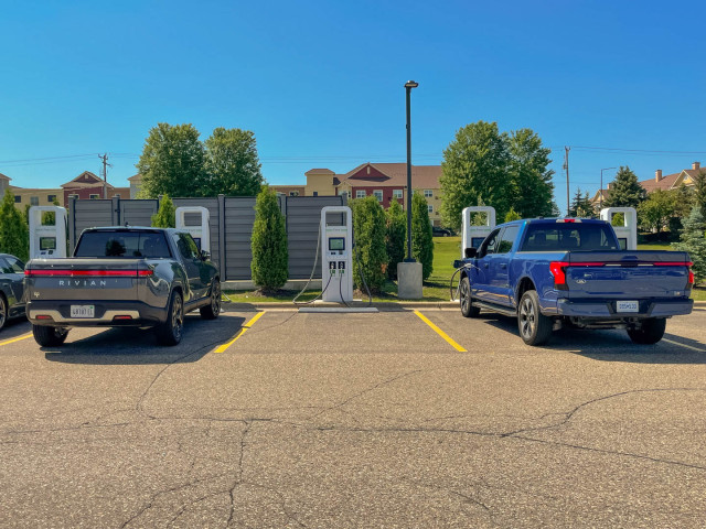 The 2022 Ford F-150 Lightning charges slower than the Rivian R1T
