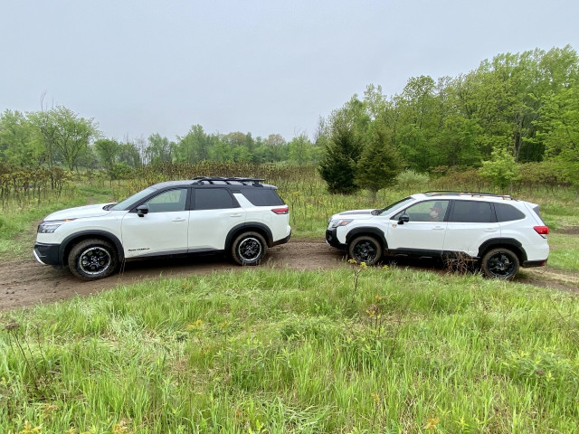 2023 Nissan Pathfinder Rock Creek, left, 2022 Subaru Forester Wilderness, right