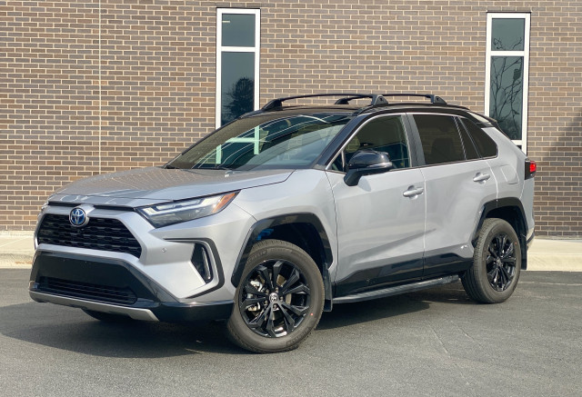 The 2023 Toyota RAV4 Hybrid has a 2.5-liter inline-4 and two motors that combine to make 219 hp. 