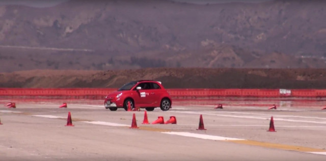 Andrea Kerr driving Fiat 500e electric car in autocross, Great Park, Irvine, Califronia, July 2017 Andrea Kerr driving Fiat 500e electric car in autocross, Great Park, Irvine, Califronia, July 2017