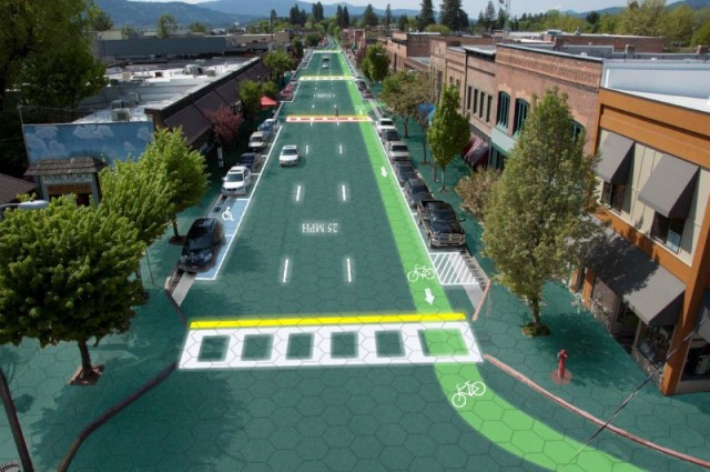 Artist's rendering of Solar Roadways, installed in Sandpoint, Idaho