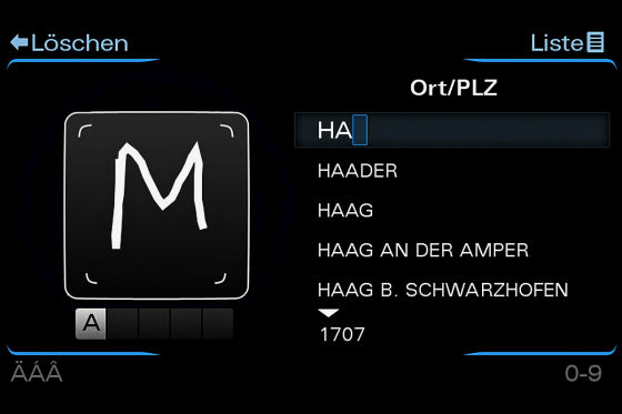 Audi MMI with handwriting recognition
