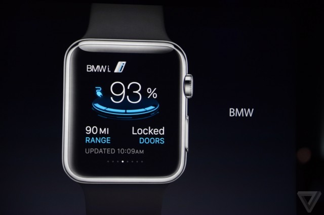 BMW app displayed on the Apple Watch on 9-9-14 (via The Verge)