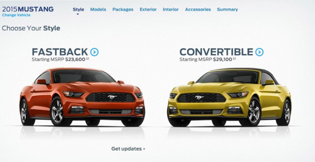 Build your perfect 2015 Ford Mustang with online configurator