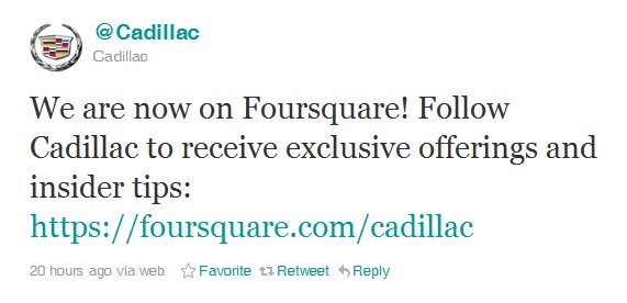 Cadillac Comes To Foursquare: Discuss