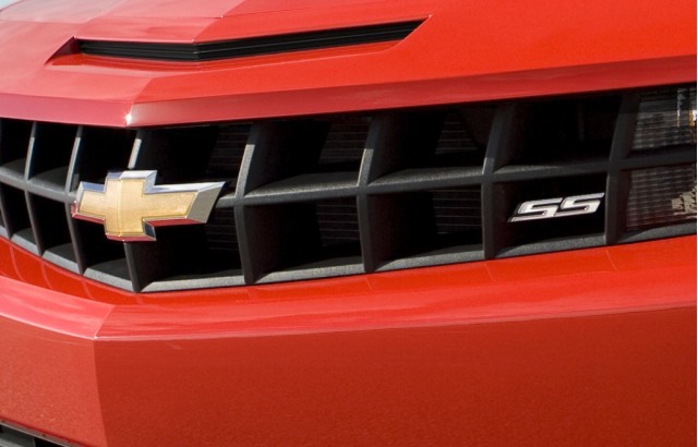 Chevrolet and SS logos on a 2010 Camaro grille