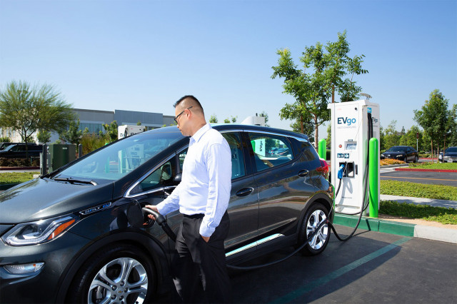 Chevrolet Bolt EV charging at EVgo station