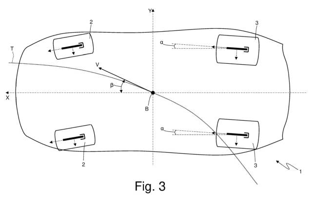 Ferrari rear-wheel steering system patent image