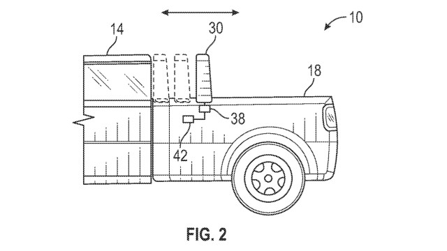 Ford bed-mounted cross member system patent image