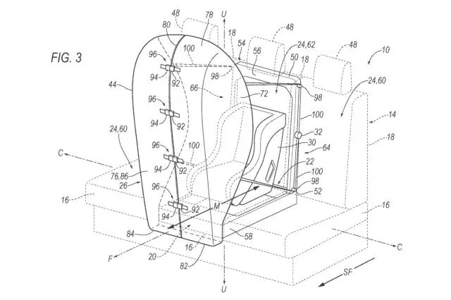 Ford car seat airbag system patent image