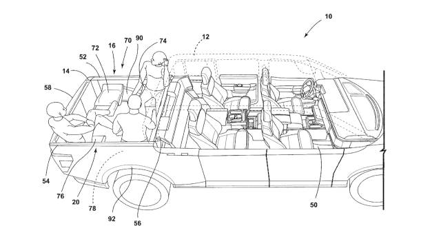 Ford in-bed seating patent image