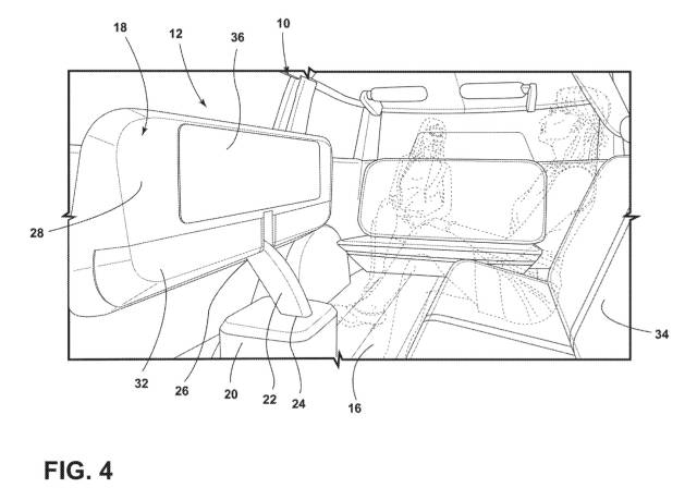 Ford movable in-vehicle table patent image