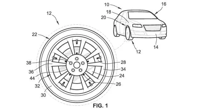 General Motors hybrid metal and composite wheel patent image
